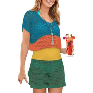Bsubseach Swimsuit  Cover Up Multicolor Crochet Tops Knitted for Women